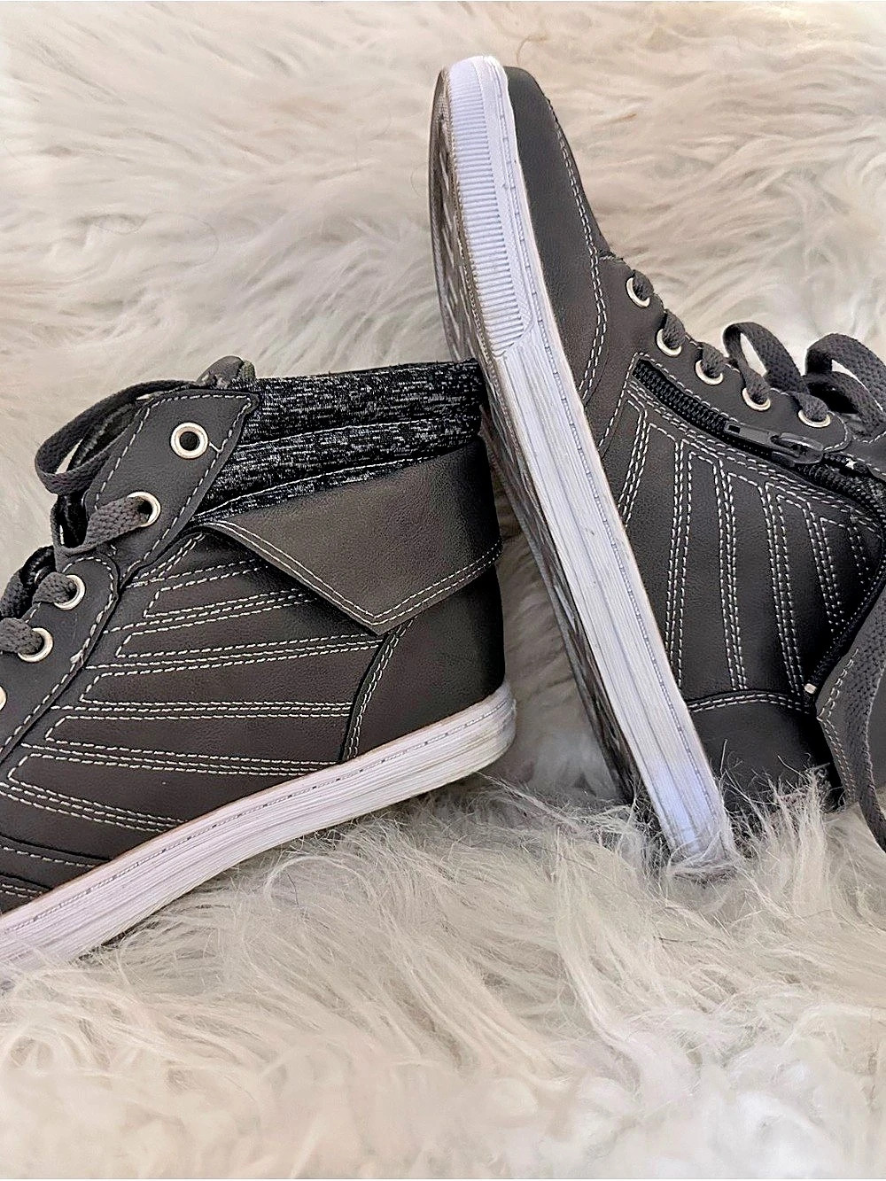 U.S. Polo Assn. Women's Grey High-Top Sneaker with Side Zipper. Women's Grey
